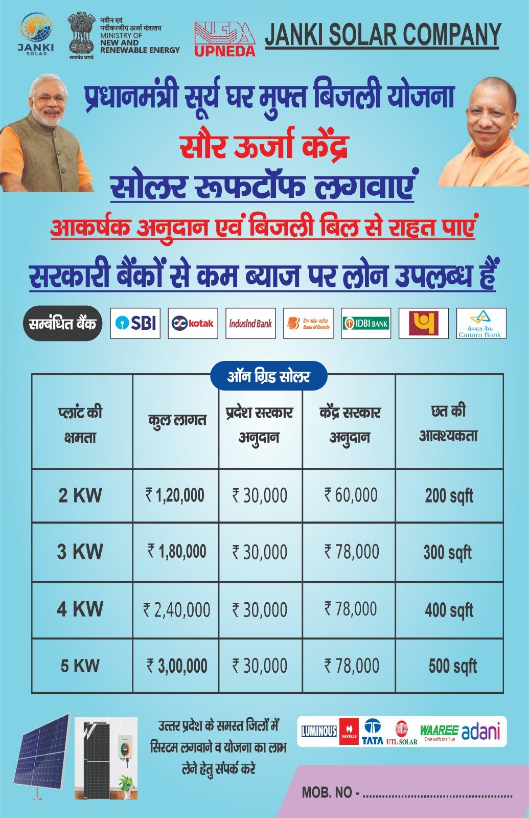 Pradhanmantri Surya Ghar Muft Bijli Yojana poster by Janki Solar Company